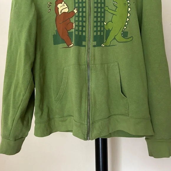 Playful Cartoon Style Zip-up Green Hoodie - Picture 4 of 10